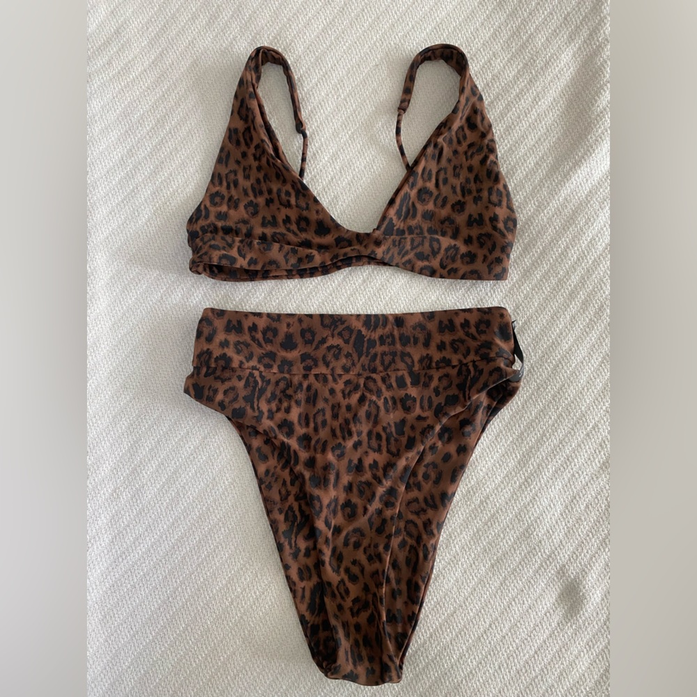 Ark Swimwear Leopard Scoop Bikini Top & High Waist Cheekys Bottoms